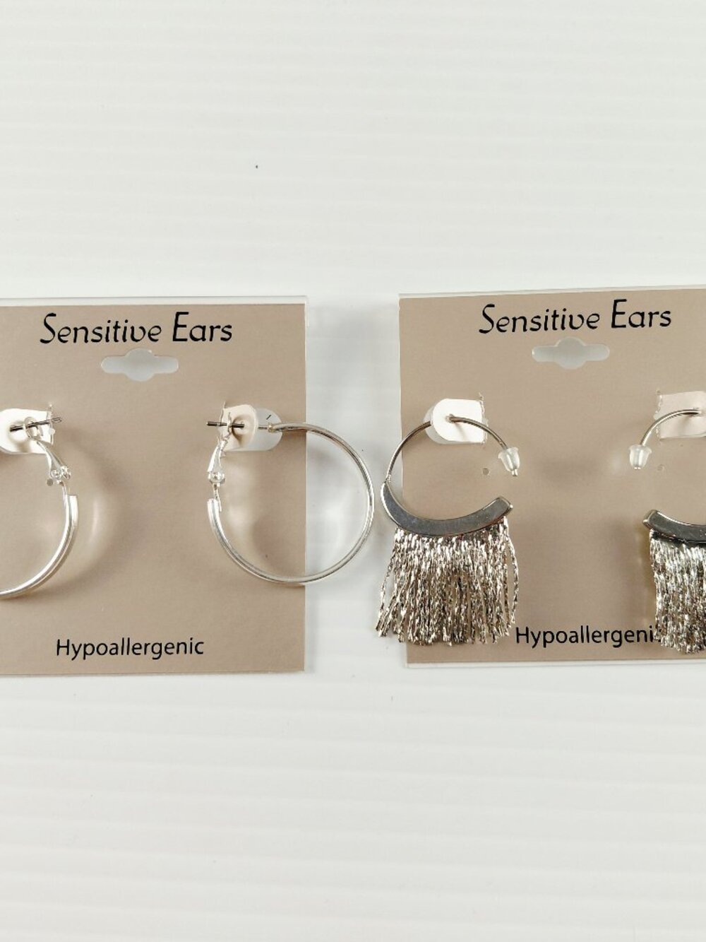 Sensitive Ears Silver Tone Hoop Earrings Bundle Hypoallergenic Fashion Jewelry